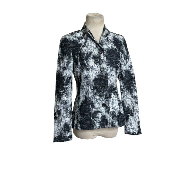 Zanella gray black floral long sleeves 4 button blazer size 4 - Picture 10 of 13